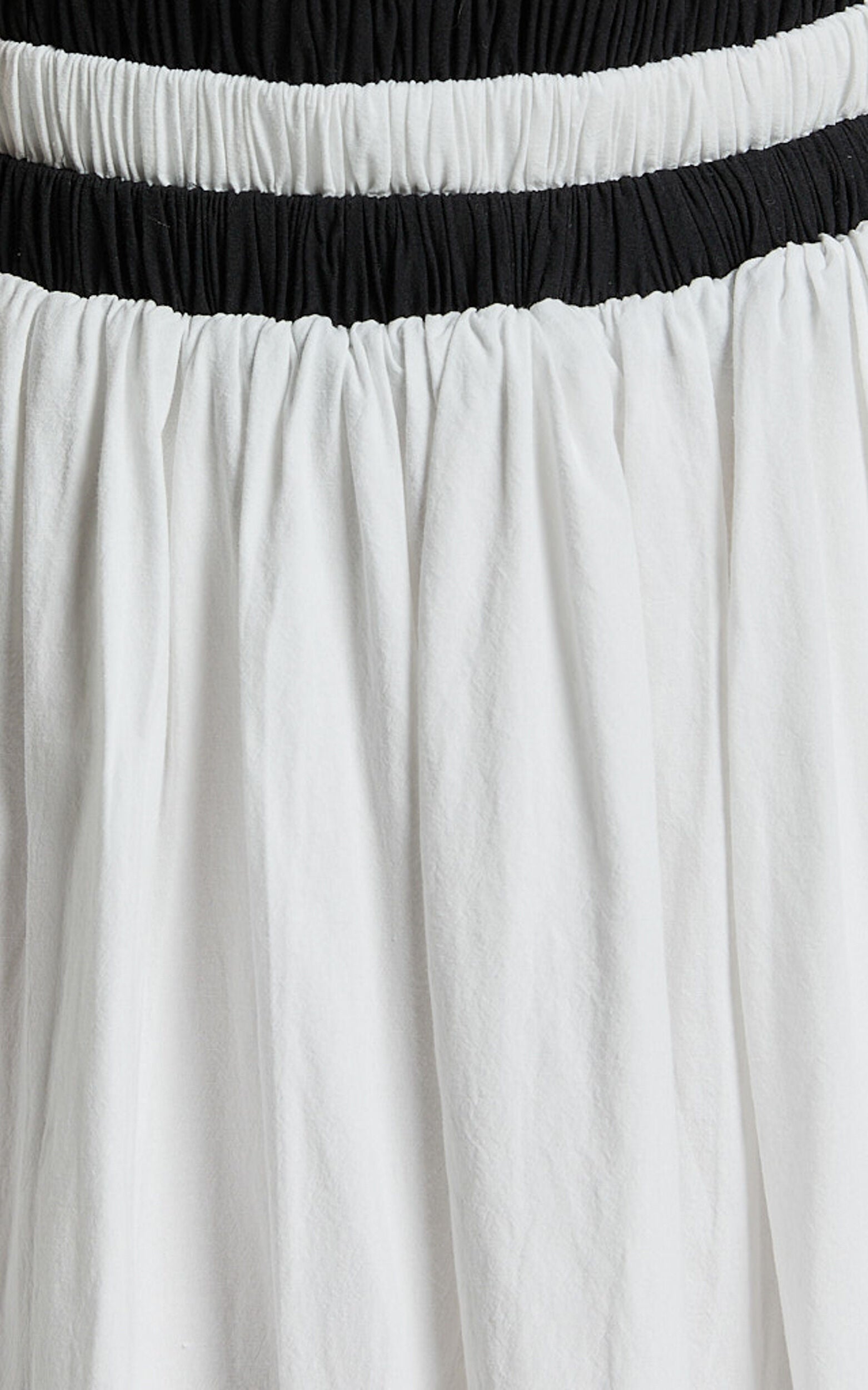 Sapphire Two Piece Set - Contrast Band Crop Top and A Line Maxi Skirt in White & Black