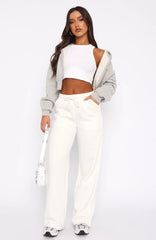 You'd Love It Here Wide Leg Sweatpants White
