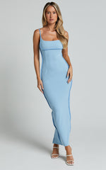 Abegaille Midi Dress - Bodycon Dress in Blue