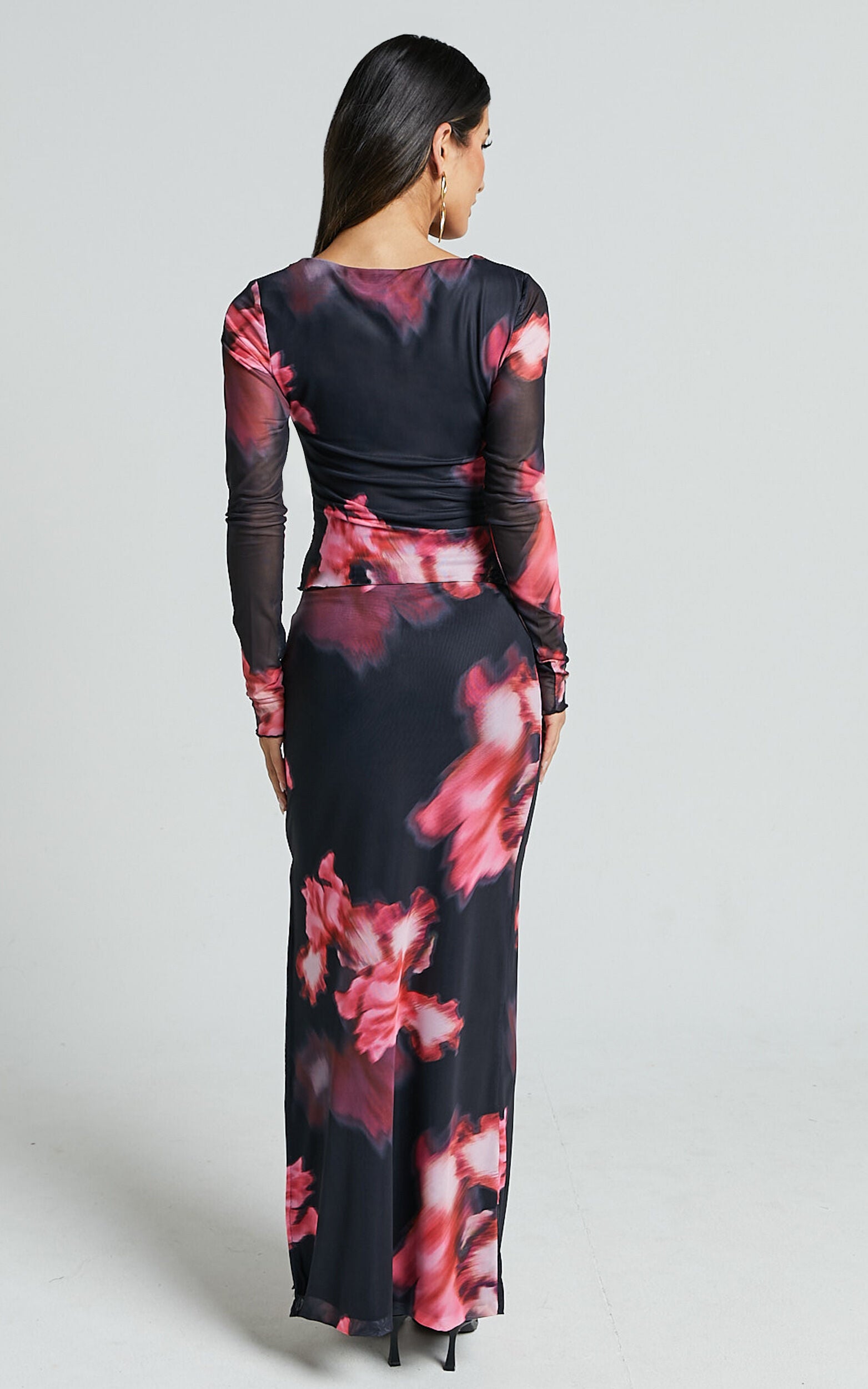 Chrissy Maxi Skirt - High Waisted Mesh Skirt in Daze Print