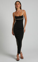 Abegaille Midi Dress - Bodycon Dress in Black