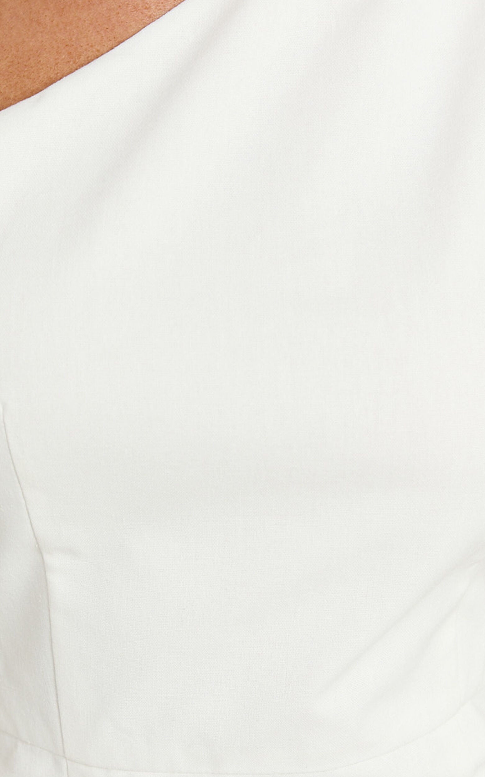 Olga Mini Dress - Linen One Shoulder Dress in Off White