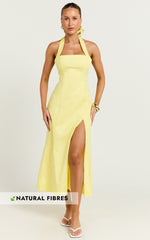 Narissa Midi Dress - Halter A Line Dress in Lemon