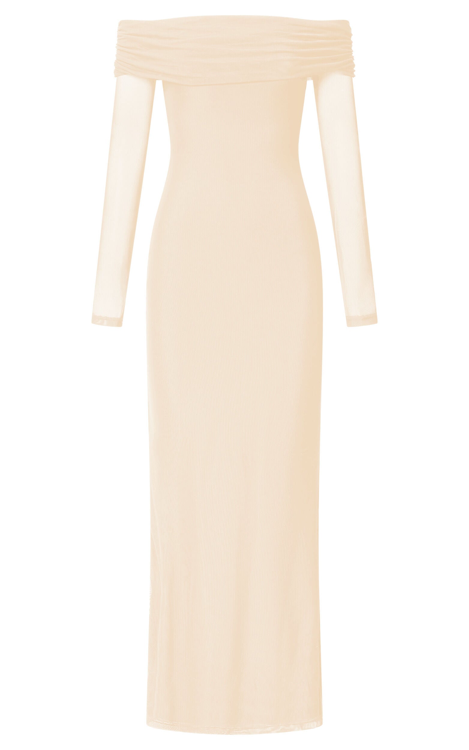 Bethanie Maxi Dress - Off The Shoulder Mesh Dress in Cream