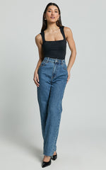 Ophelia Top - Square Neck Jersey Top in Black