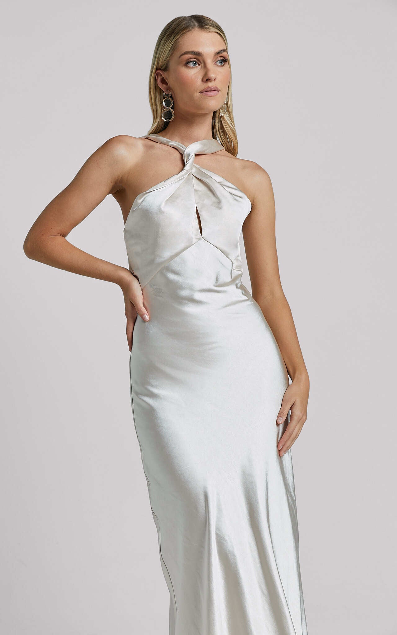 Florita Maxi Dress - Twist Halter Slip in Ivory