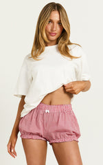 Elle Shorts - Bow Detail Bloomer Shorts in Red Gingham