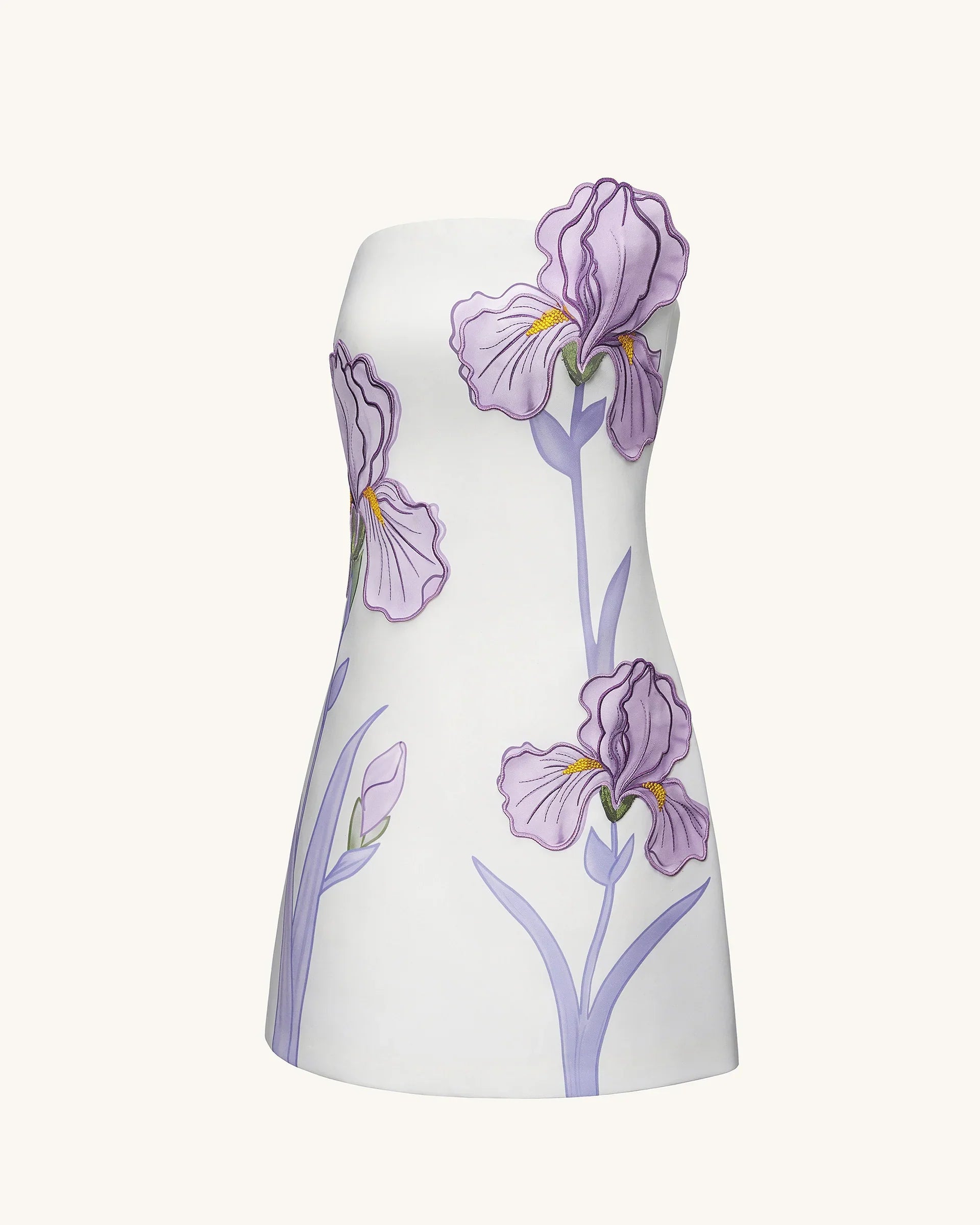 Slipper Orchid Appliqué Mini Dress - White