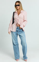 Cody Shirt - Ruched Detail Scrunch Shirt in Pink