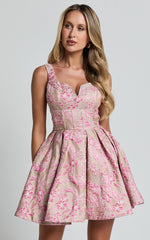 Hayley Mini Dress - Sweetheart Fit and Flare Dress in Pink