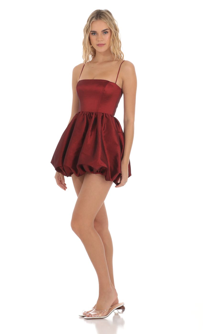 Bubble Skirt Dress in Deep Red