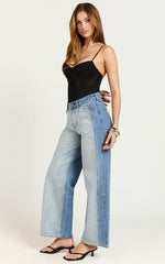 Becca Jeans - Two Tone Mid Rise Cropped Denim Jeans in Mid Blue