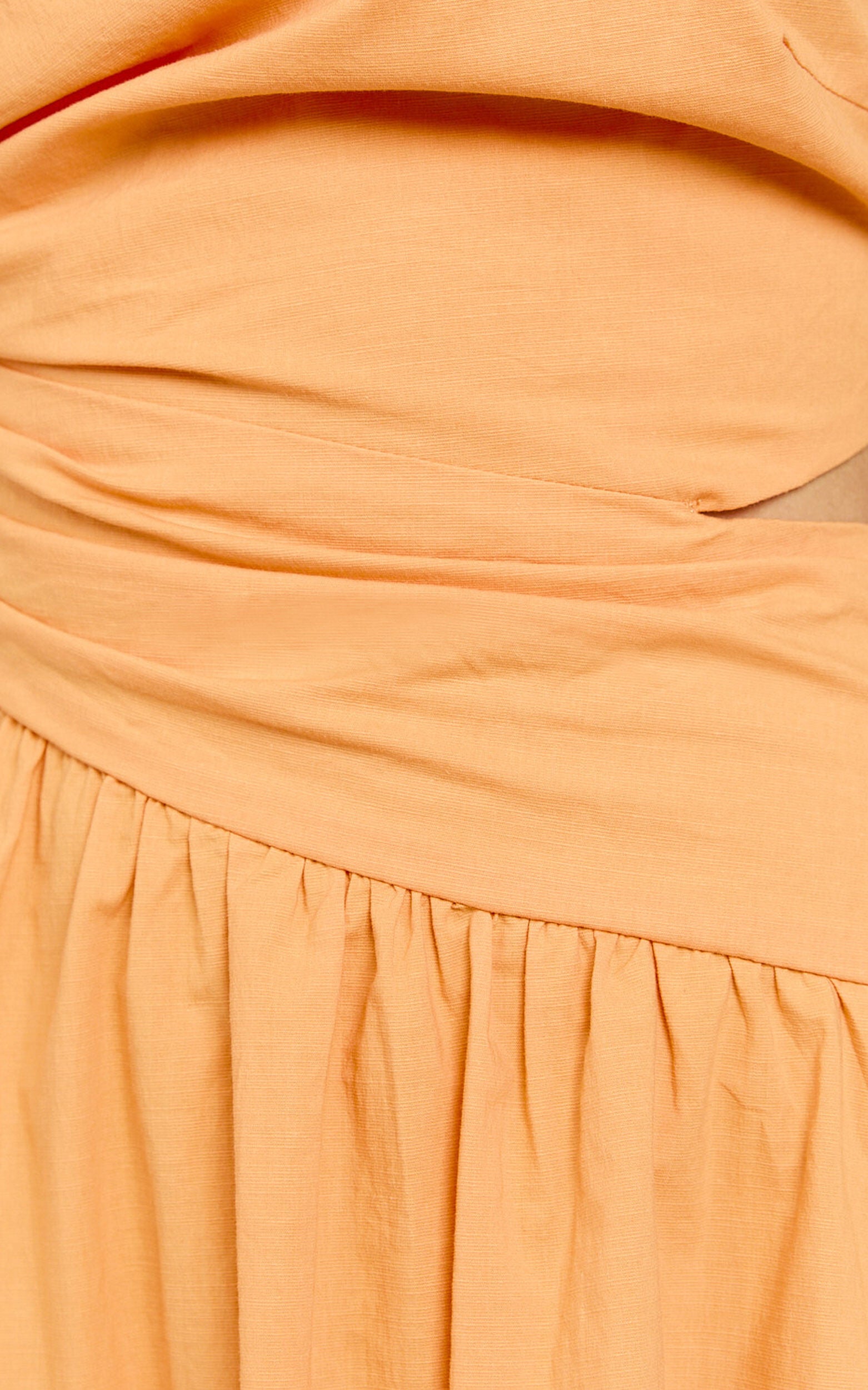 Ebony Midi Dress - Asymmetrical Cut Out Dress in Orange