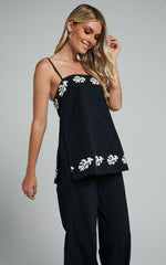 Runaway The Label - Amalia Linen Pant in Black/Sand