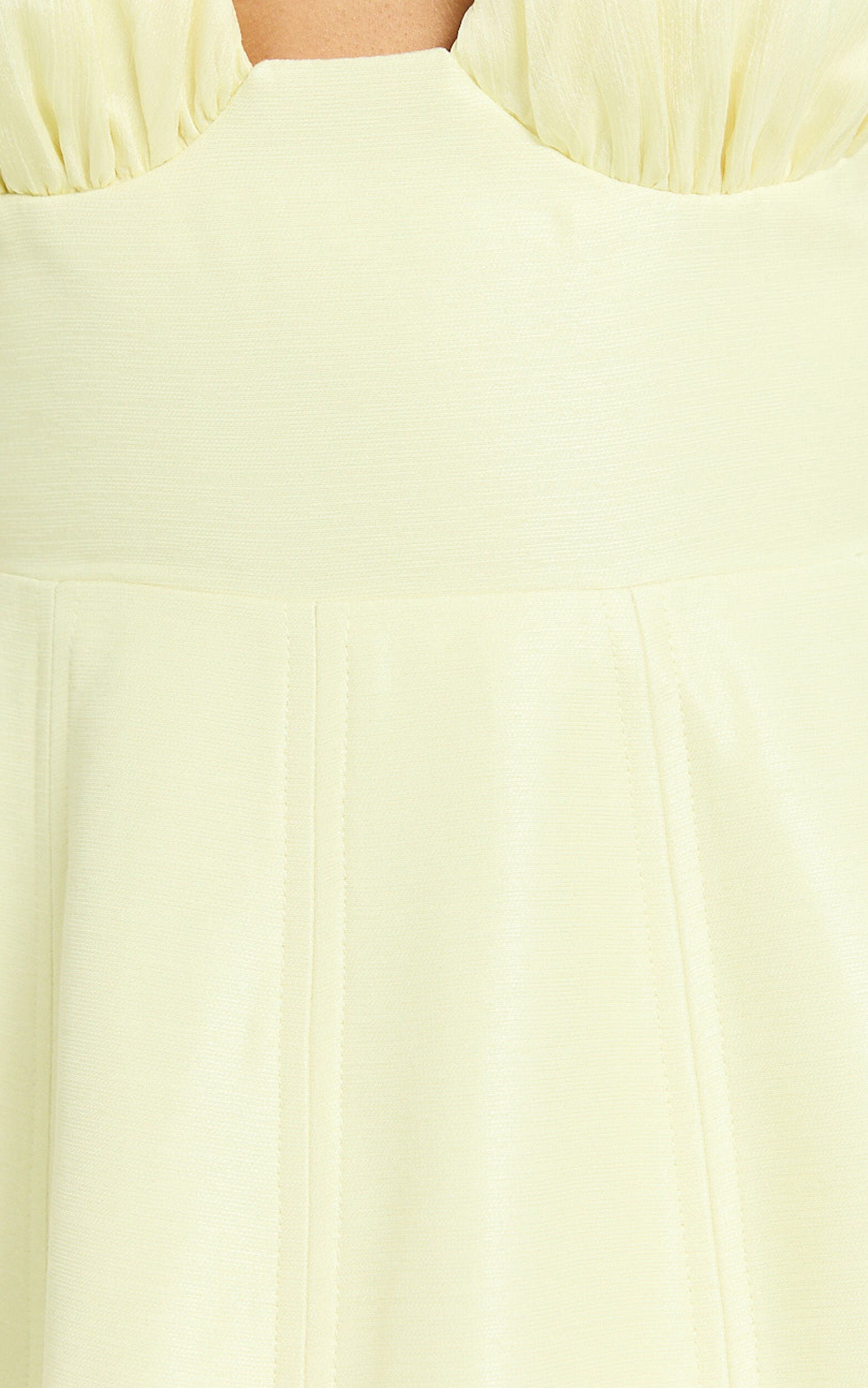 Bessie Mini Dress - Halter Gathered Top Fit And Flare Dress in Lemon