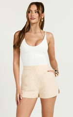 Carter Short - A Line  Linen Welt Pocket Shorts in Sand