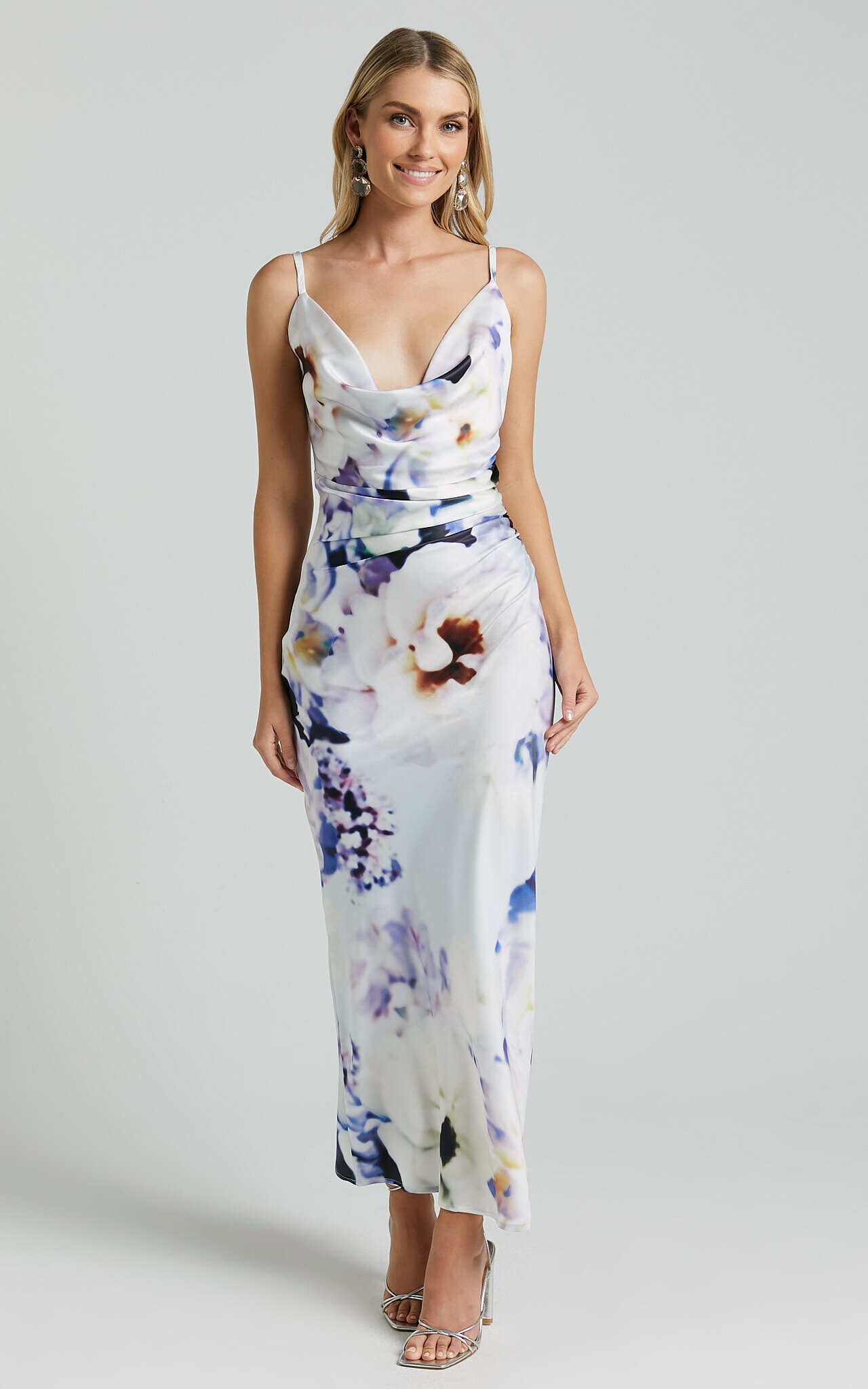Romilly Maxi Dress - Strappy Cowl Neck Slip in La Reverie Print