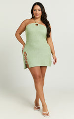 Amalie The Label - Merida Halter Knit Side Split Mini Dress in Green