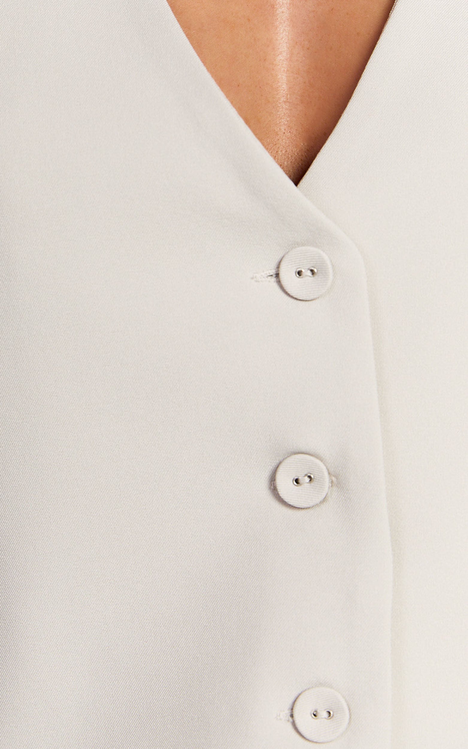 Melinda Top- Recycled Tailored Button Through Vest Top in Stone