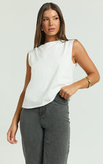 Gia Tee - High Neck Tshirt in White