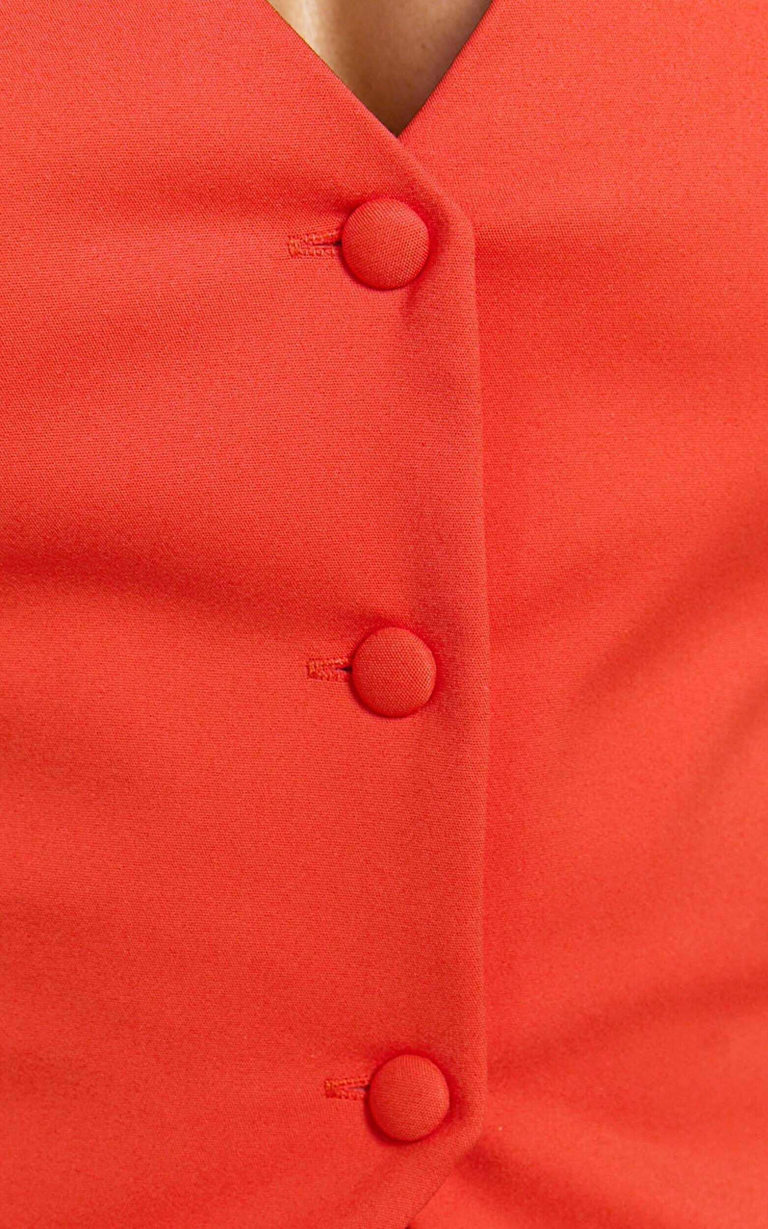 Kai Top - Halter Button Down Vest in Orange