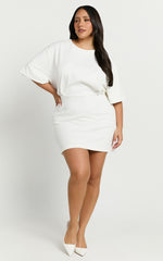 Karyna Mini Dress - Short Sleeve Boxy T-shirt Dress in White