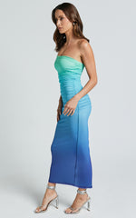 Runaway The Label - Kendall Midi Dress in AQUA OMBRE
