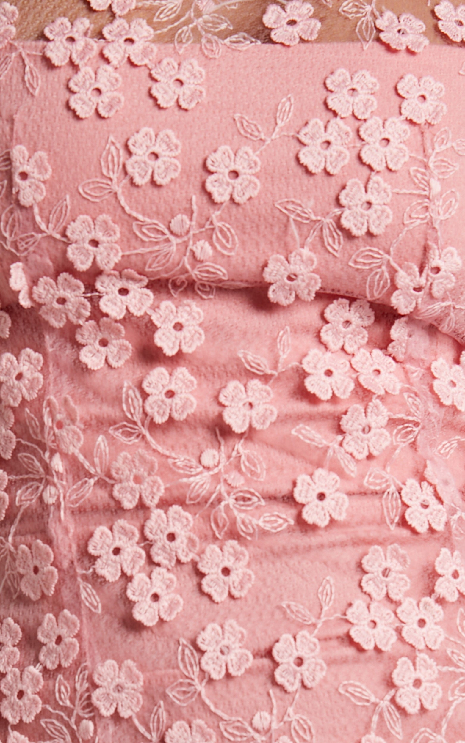 Hazel Midi Dress - 3D Flower Net Bodycon Dress in Pink