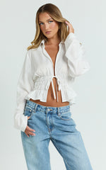 Herlyn Shirt - Ruched Detail Scrunch Shirt in White