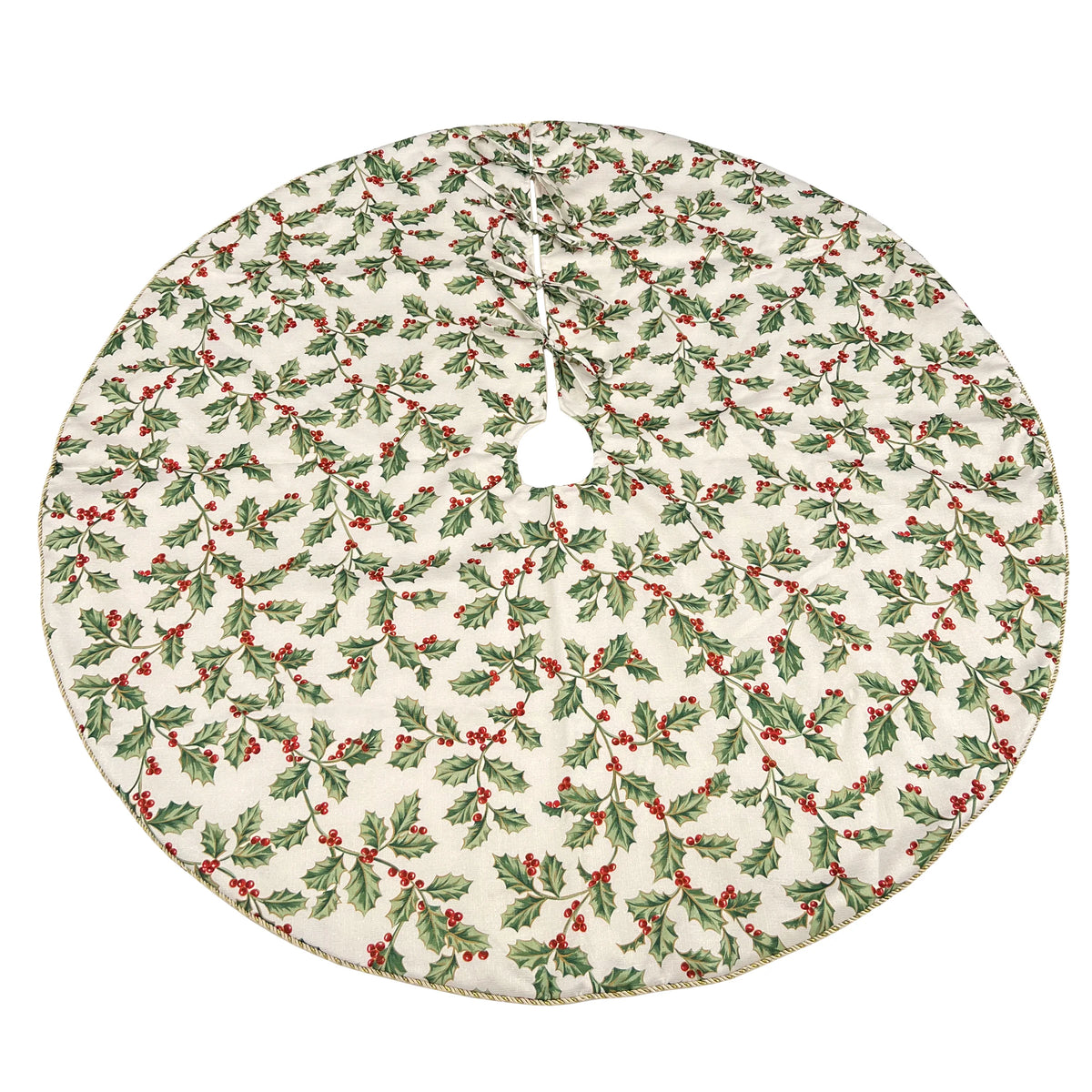 Golden Holly Holiday Tree Skirt