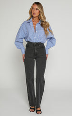 Dexter Jeans - High Waisted Straight Leg Denim Jeans in Washed Black