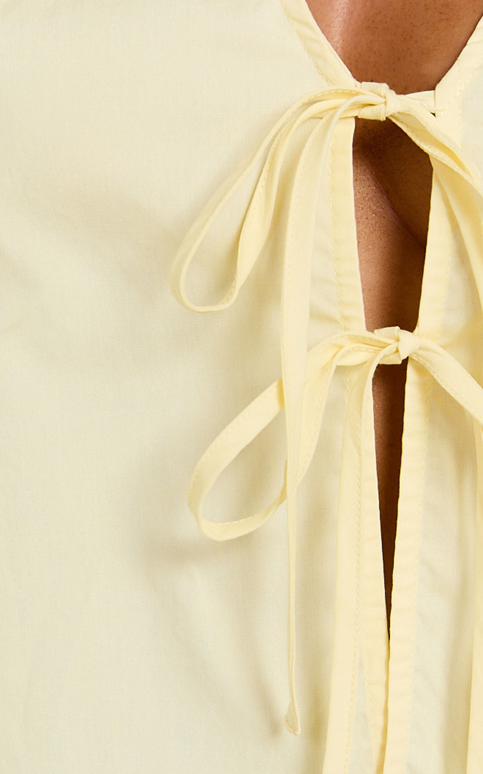Dana Top - Bow Tie Front Puff Sleeve Blouse in Lemon