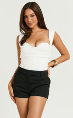 Chelsea Top - Gathered Bust Corset Top in Ivory