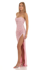 Sequin Corset Maxi Dress in Pink