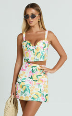 Janice Mini Skirt - High Waisted A-line Skirt in Le Citron
