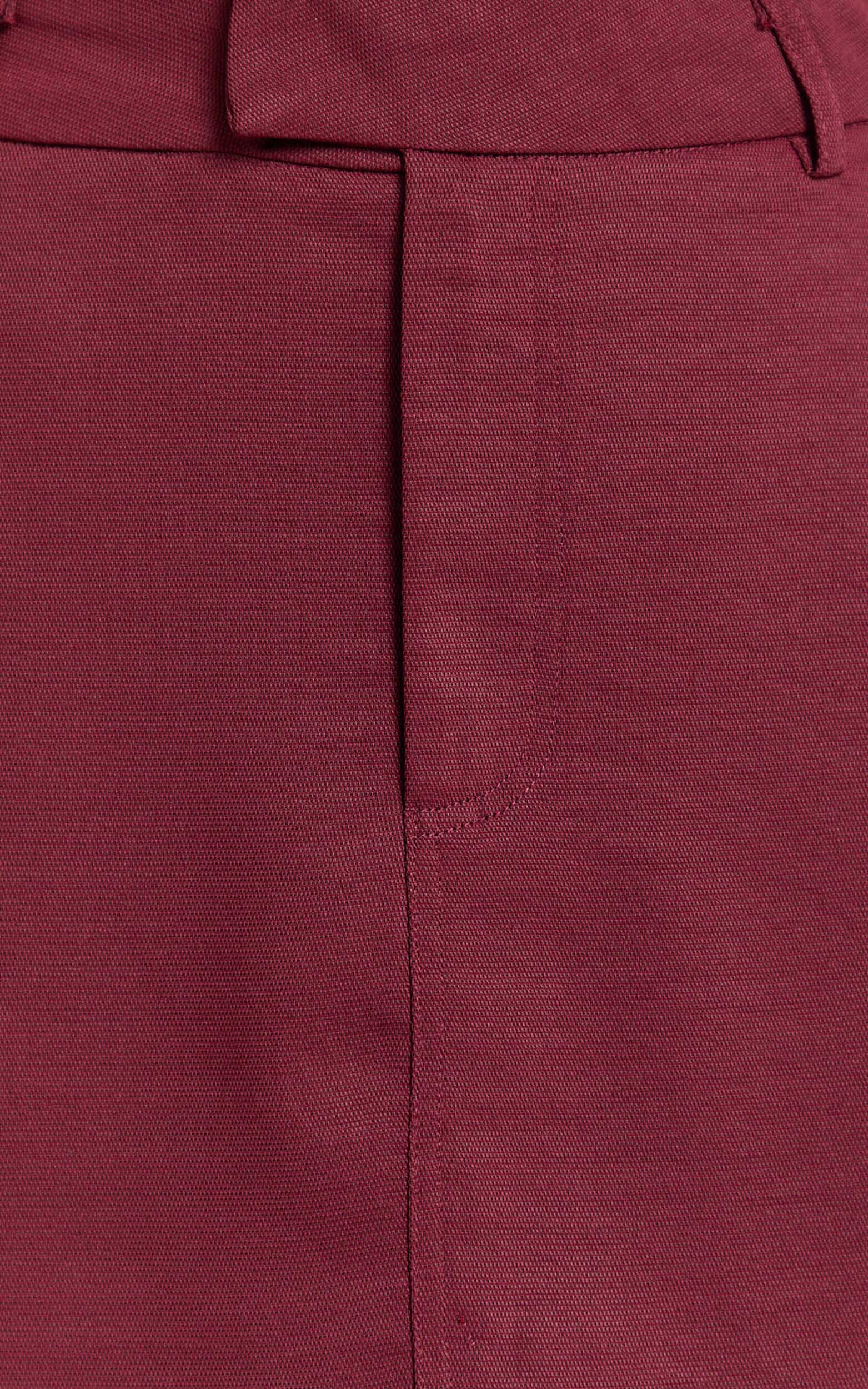 Torah Mini Skirt - Mid Waist Tailored A Line Skirt in Burgundy