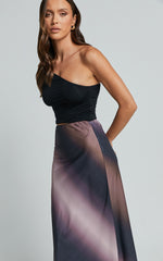 Michaela Maxi Skirt - High Waisted Slip Satin Skirt in Dusk Ombre