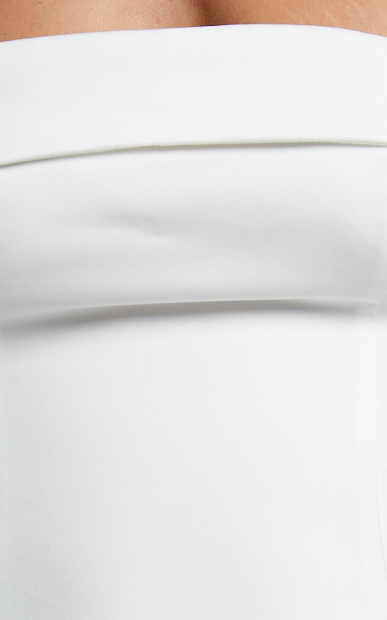 Tricia Mini Dress - Strapless Foldover Neckline Dress in White