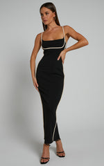 Abegaille Midi Dress - Bodycon Dress in Black