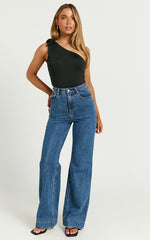 Ryan Bodysuit - One Shoulder Tie Bodysuit in Black