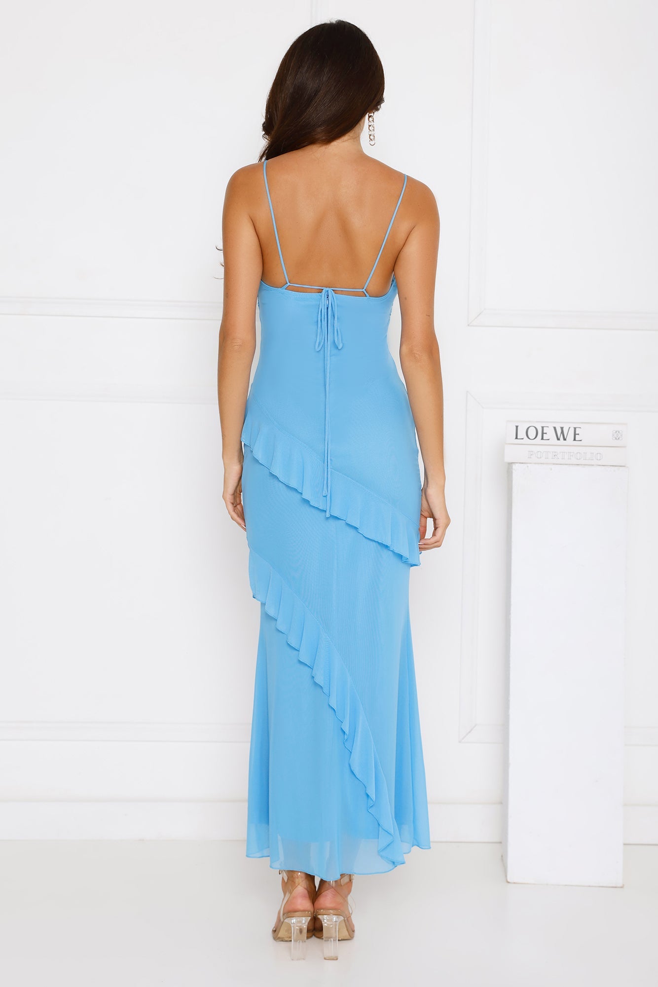 Luxe Minimalist Mesh Maxi Dress Blue