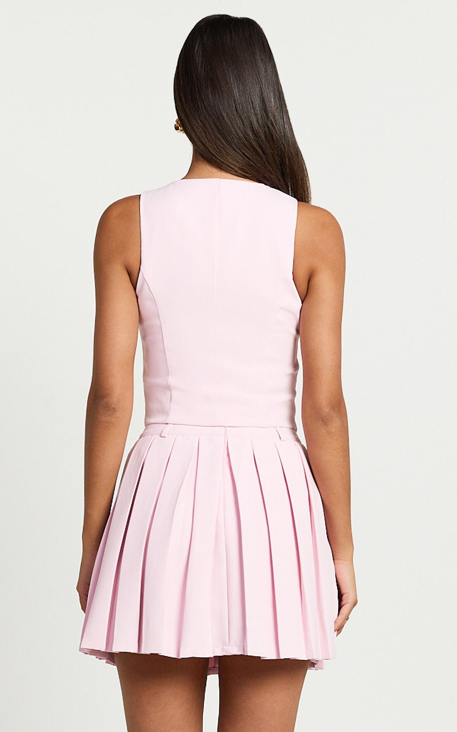 Harlee Mini Skirt - Pleated A line Skirt in Pink