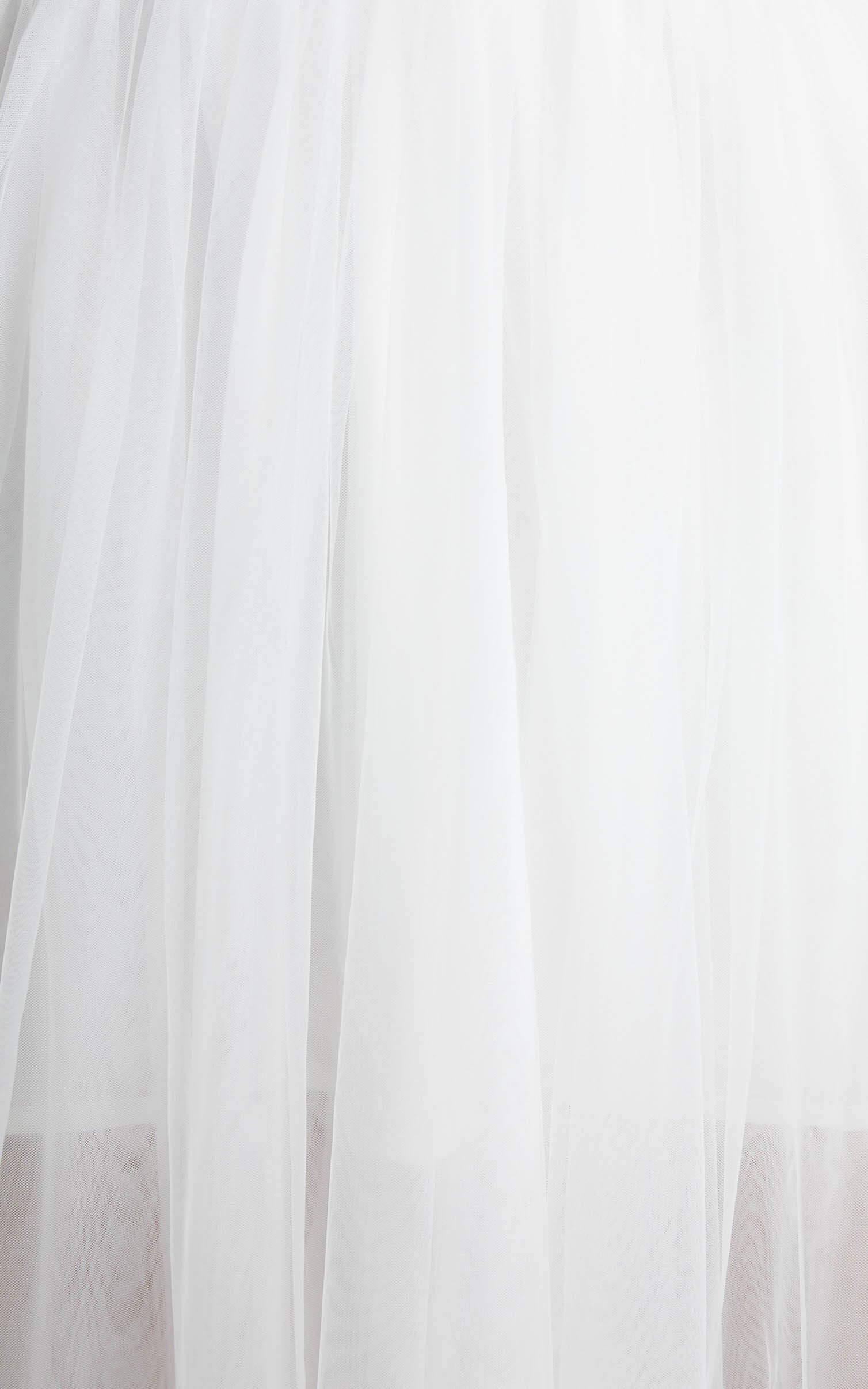 Aisha Midi Dress - Bustier Bodice Tulle Dress in White
