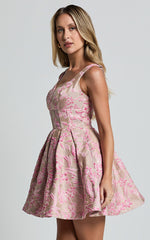 Hayley Mini Dress - Sweetheart Fit and Flare Dress in Pink