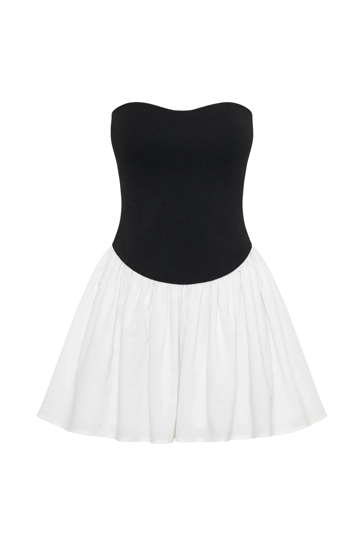 Hannah Knit And Linen Mini Dress - Black/White