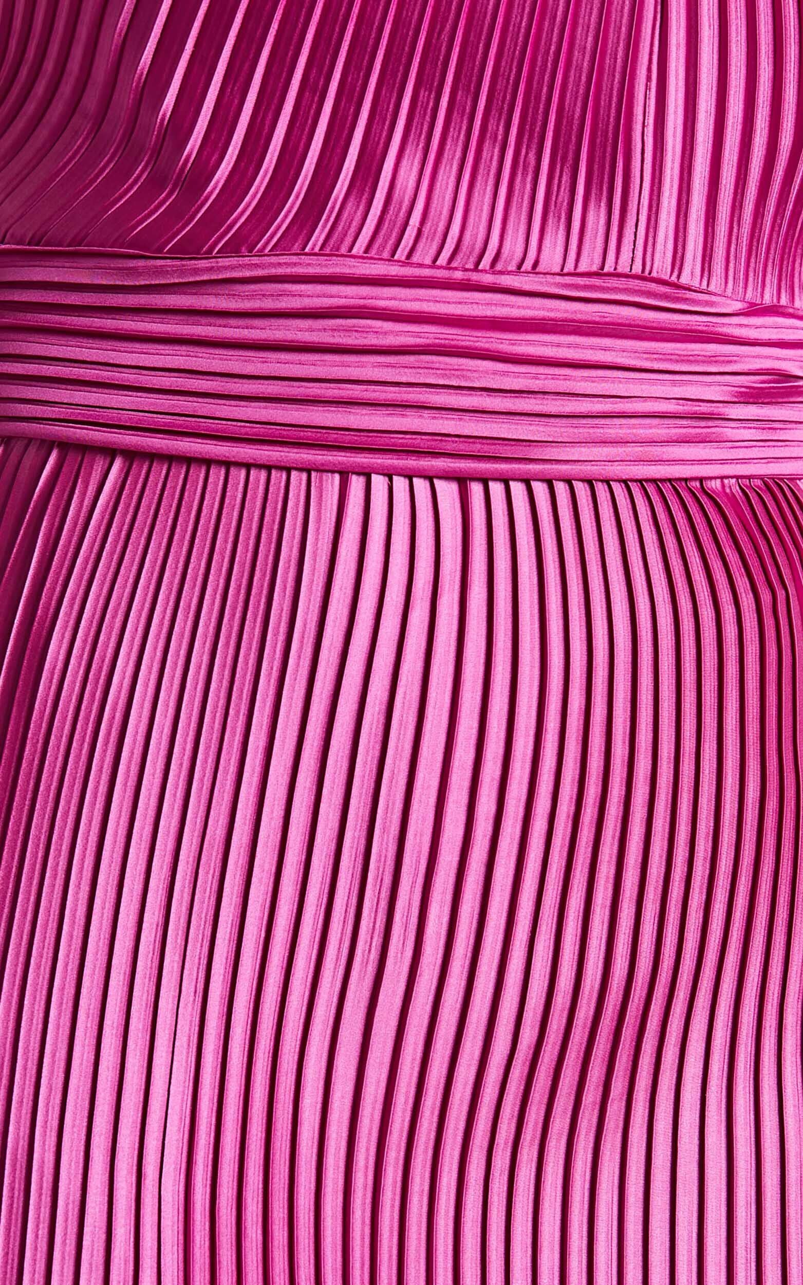 Marlette Midi Dress - Pleated Open Back Halter Dress in Grape