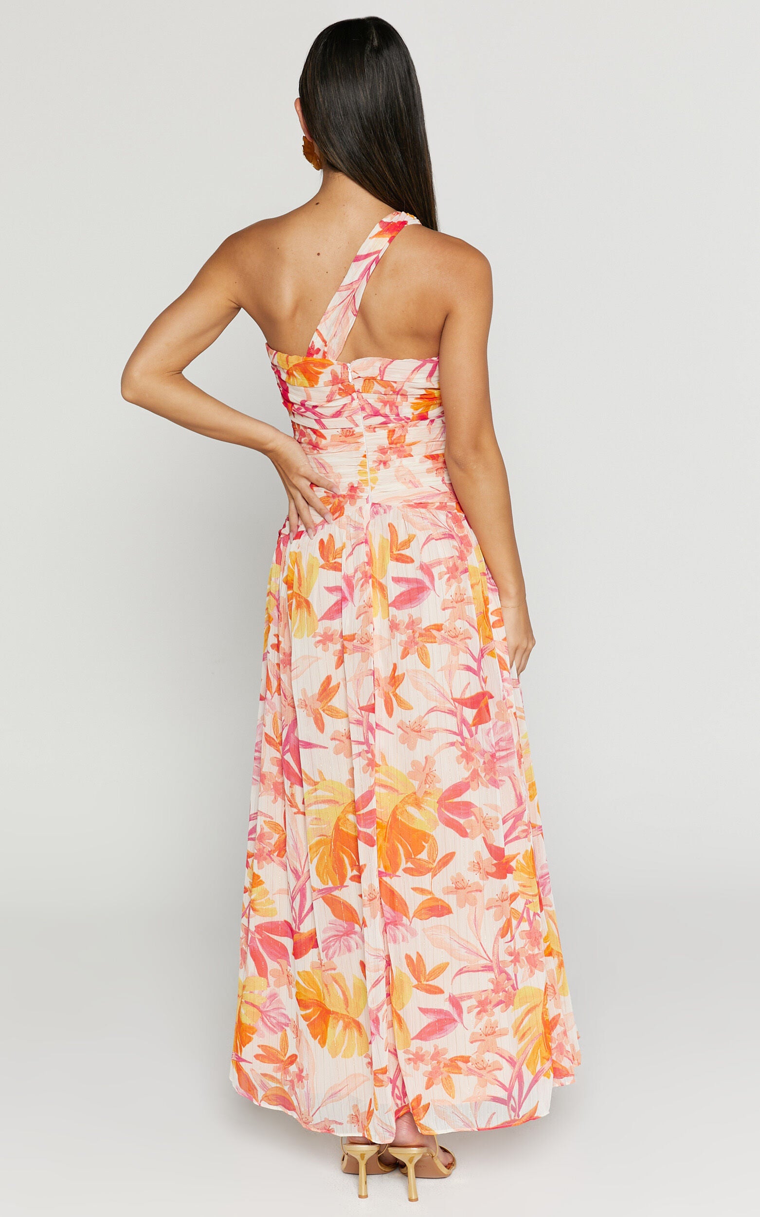 Ferlynn Maxi Dress - One Shoulder Sweetheart Dress in Multi