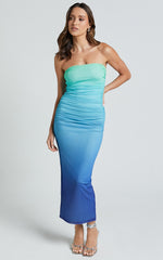 Runaway The Label - Kendall Midi Dress in AQUA OMBRE