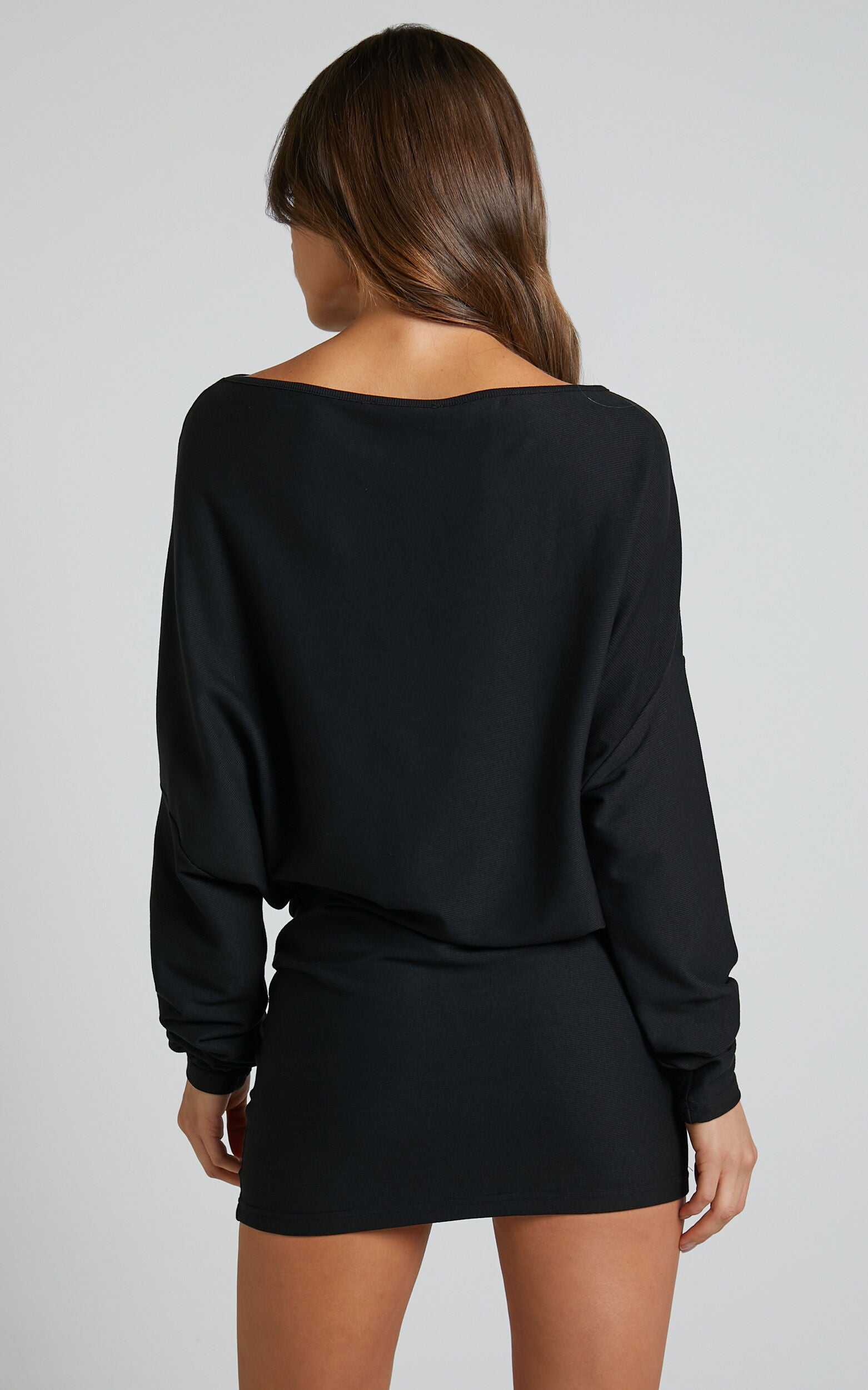 Fermina Mini Dress - Long Sleeve Bodycon Dress in Black