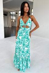 Primerose Maxi Dress - Green Floral